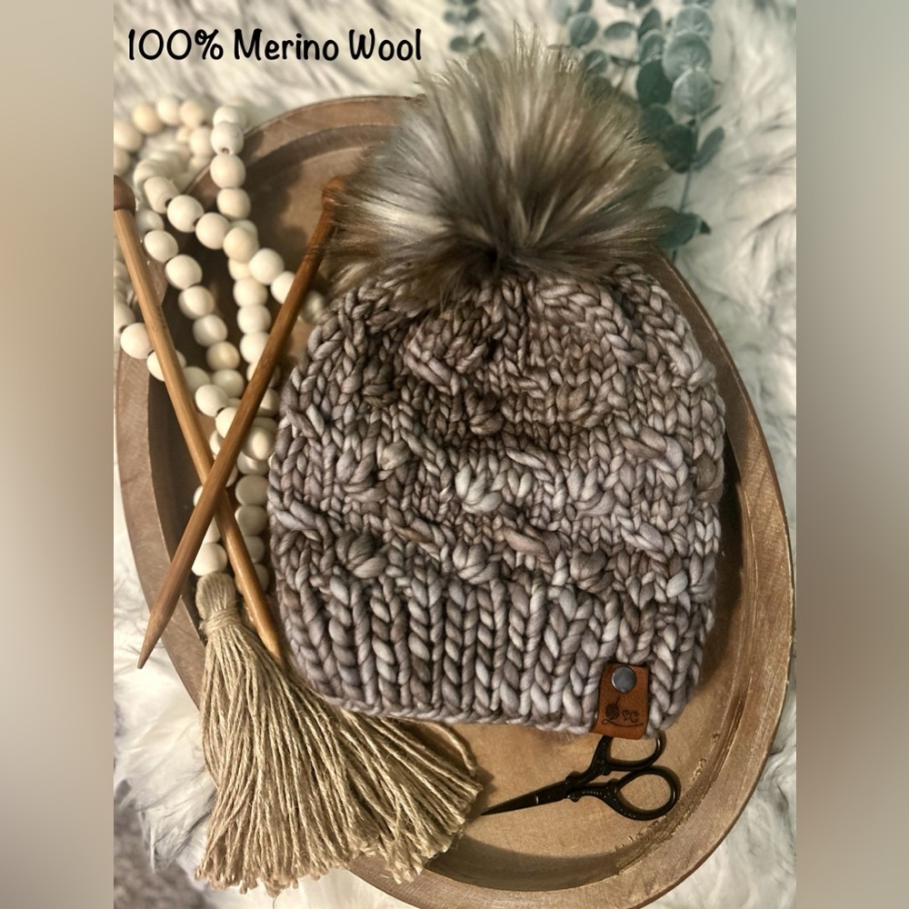 Hand knit beanie